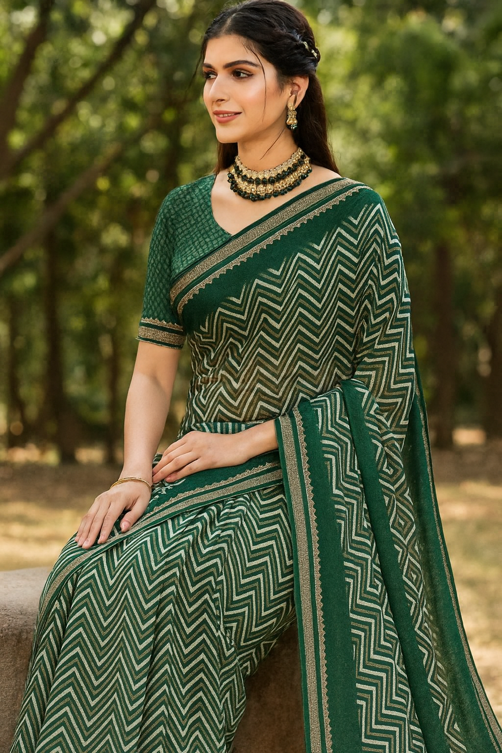 Heritage Glow Lehariya Saree