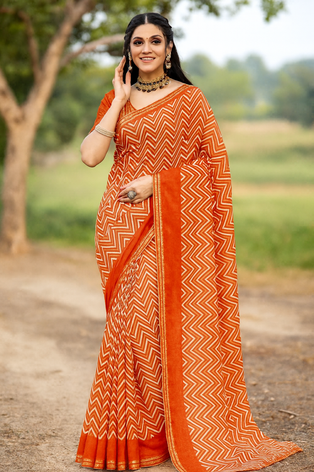 Heritage Glow Lehariya Saree
