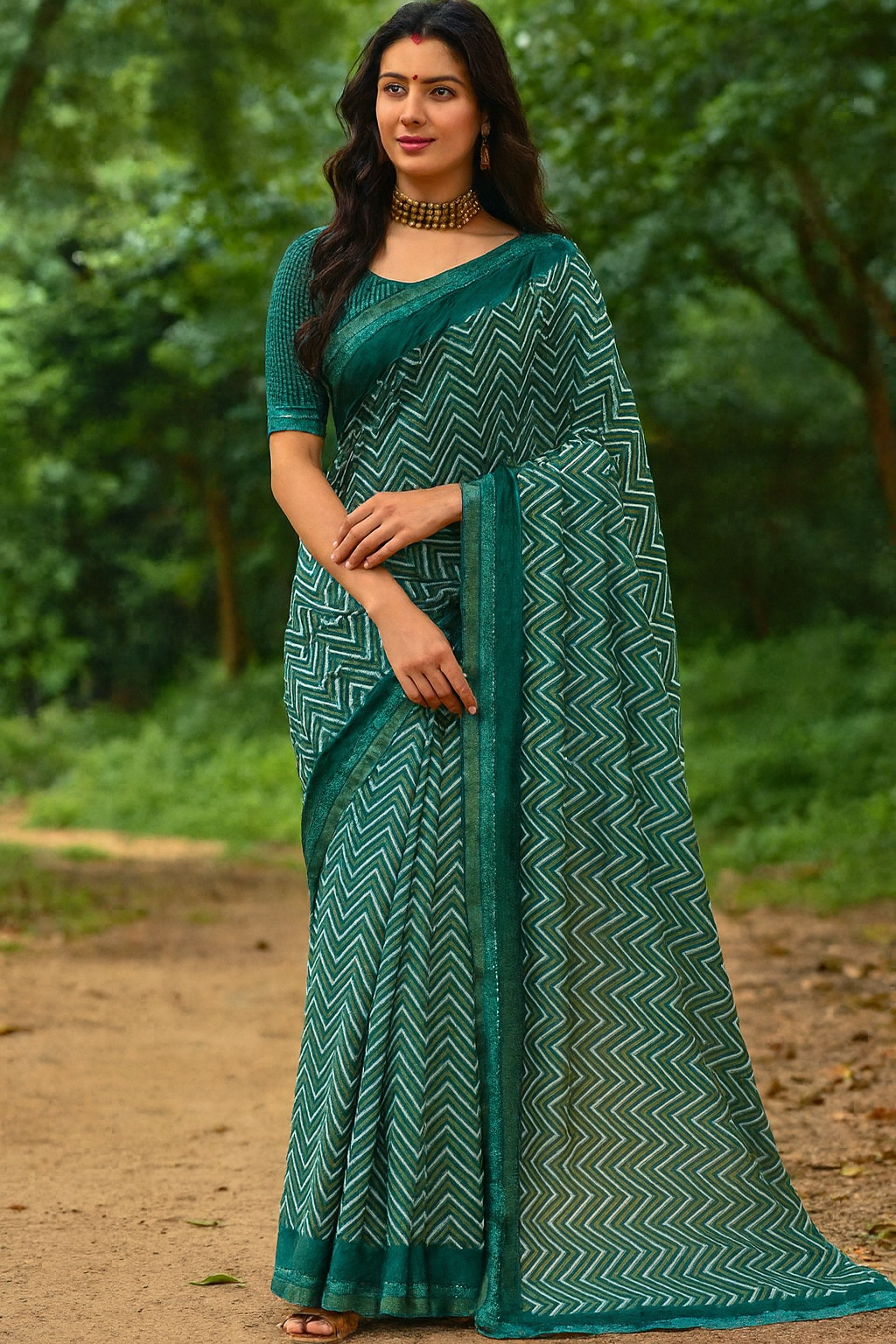 Heritage Glow Lehariya Saree