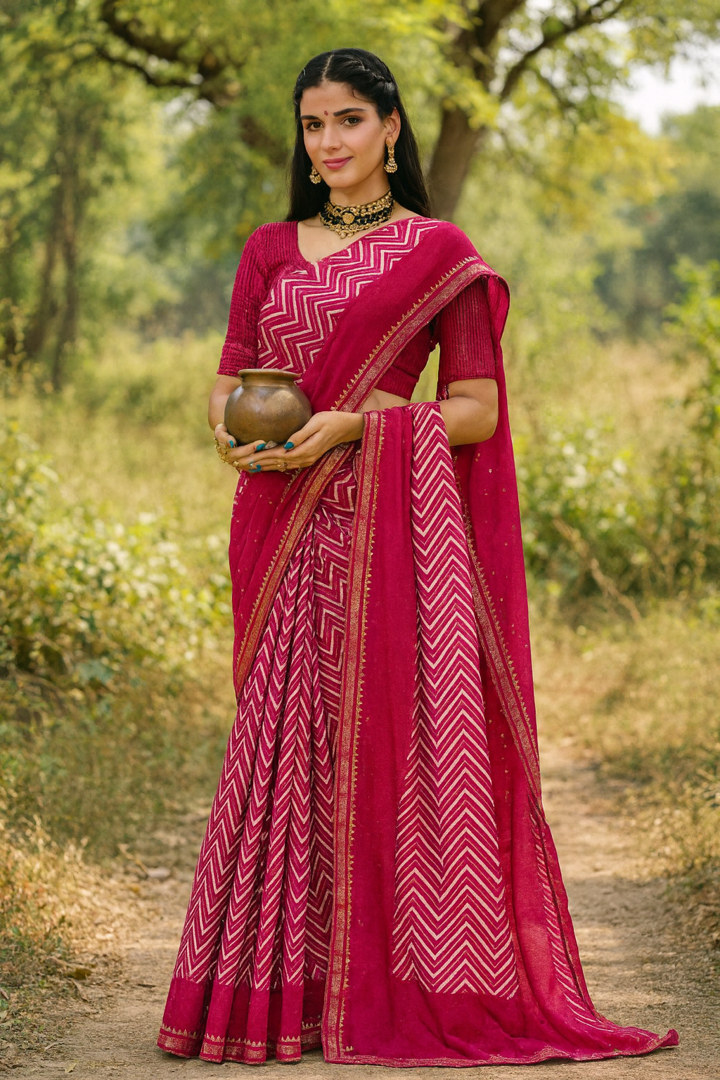 Heritage Glow Lehariya Saree